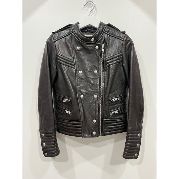 IRO Rojan Brown Biker Leather Jacket - Picture 1 of 16